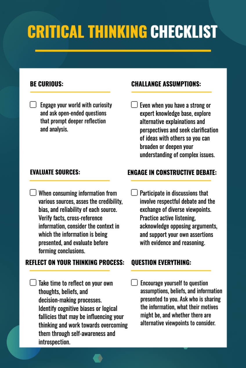 Critical Thinking Checklist Page 1