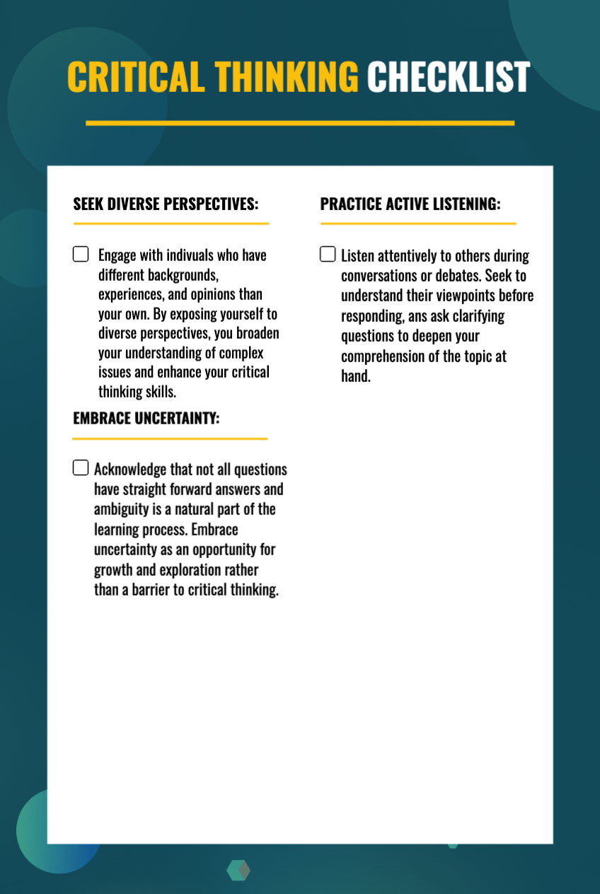 Critical Thinking Checklist Page 2